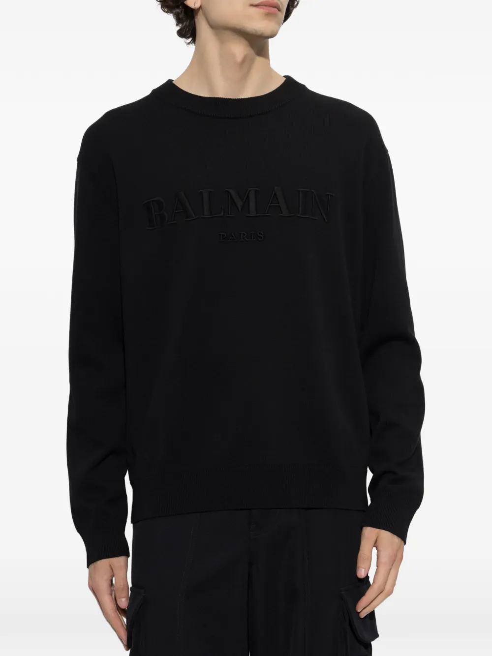 Balmain Trui met geborduurd logo Zwart