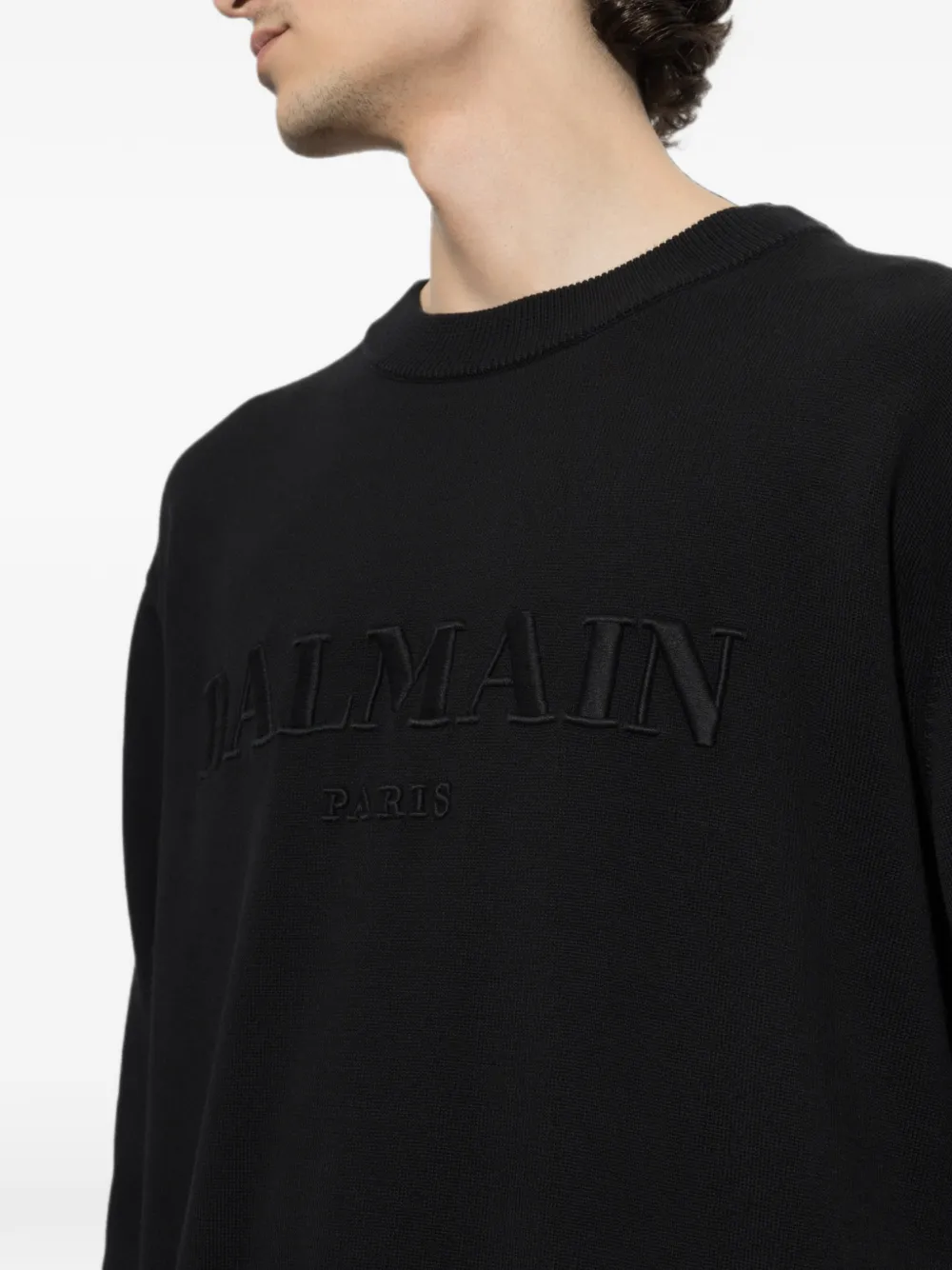 Balmain Trui met geborduurd logo Zwart