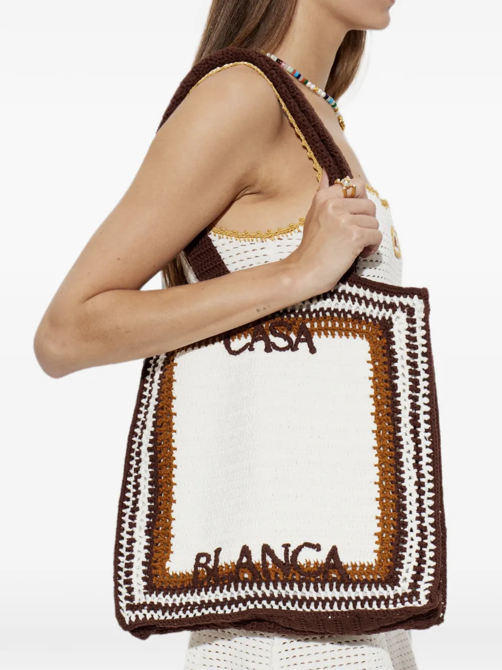 Casablanca Gehaakte shopper Wit