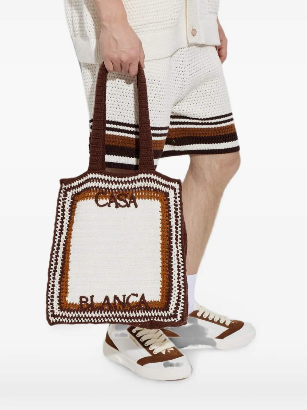 Casablanca Gehaakte shopper Wit
