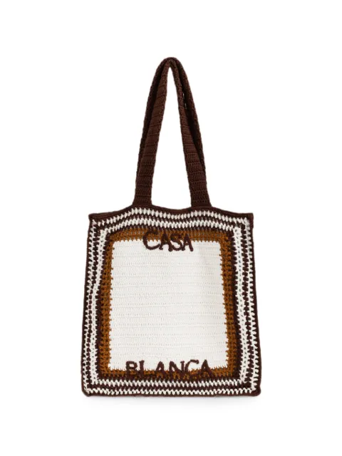 Casablanca logo-embroidered crocheted tote bag