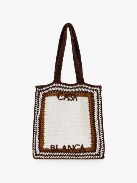 Casablanca logo-embroidered crocheted tote bag