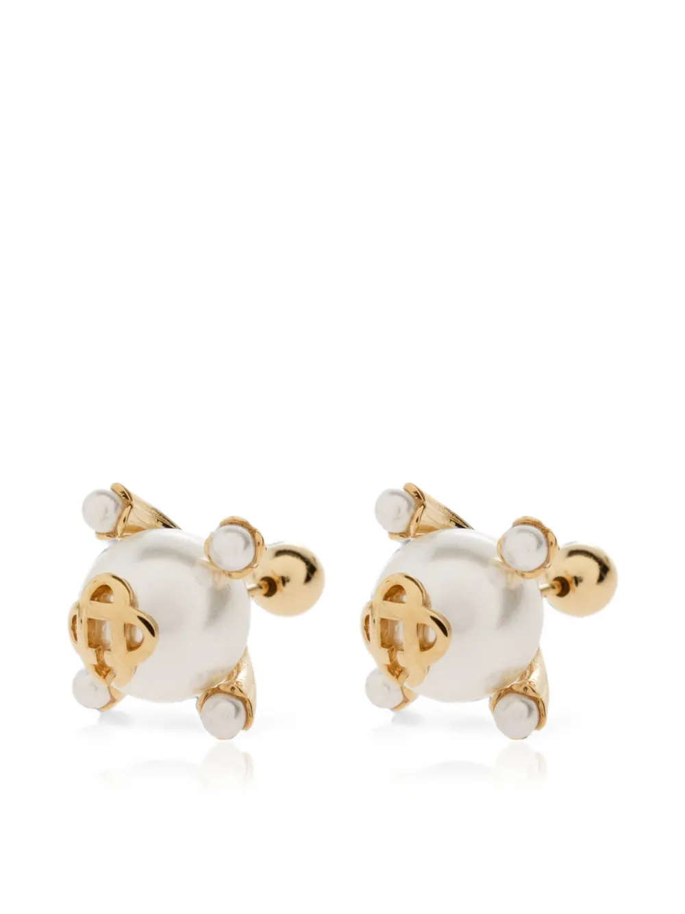 Casablanca pearl-embellished logo-plaque earrings - Oro