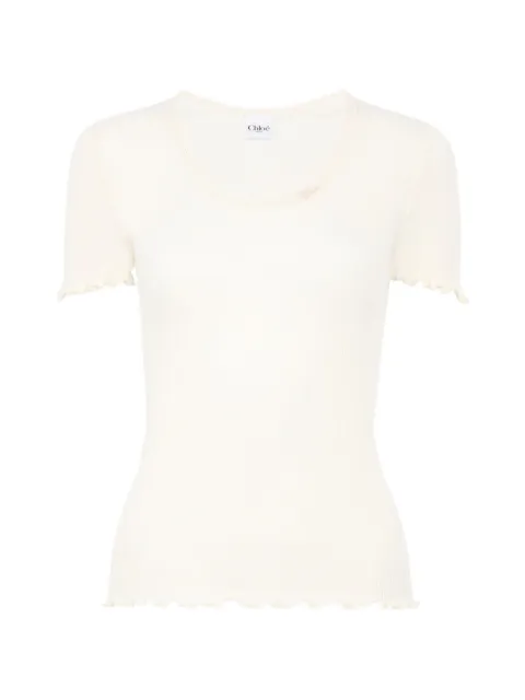 Chloé scoop-neck fitted T-shirt in cotton & silk jersey