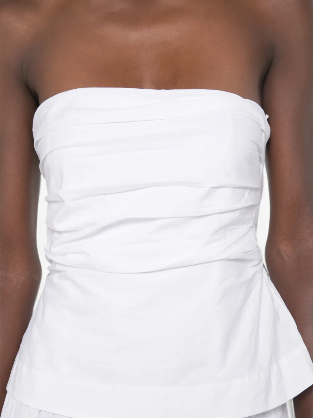 Xirena Ciara strapless midi-jurk met ruches Wit