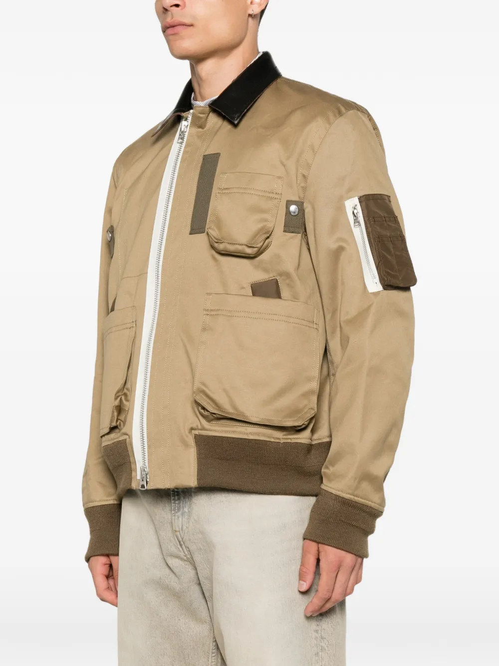 sacai Jack met leren kraag en rits Beige