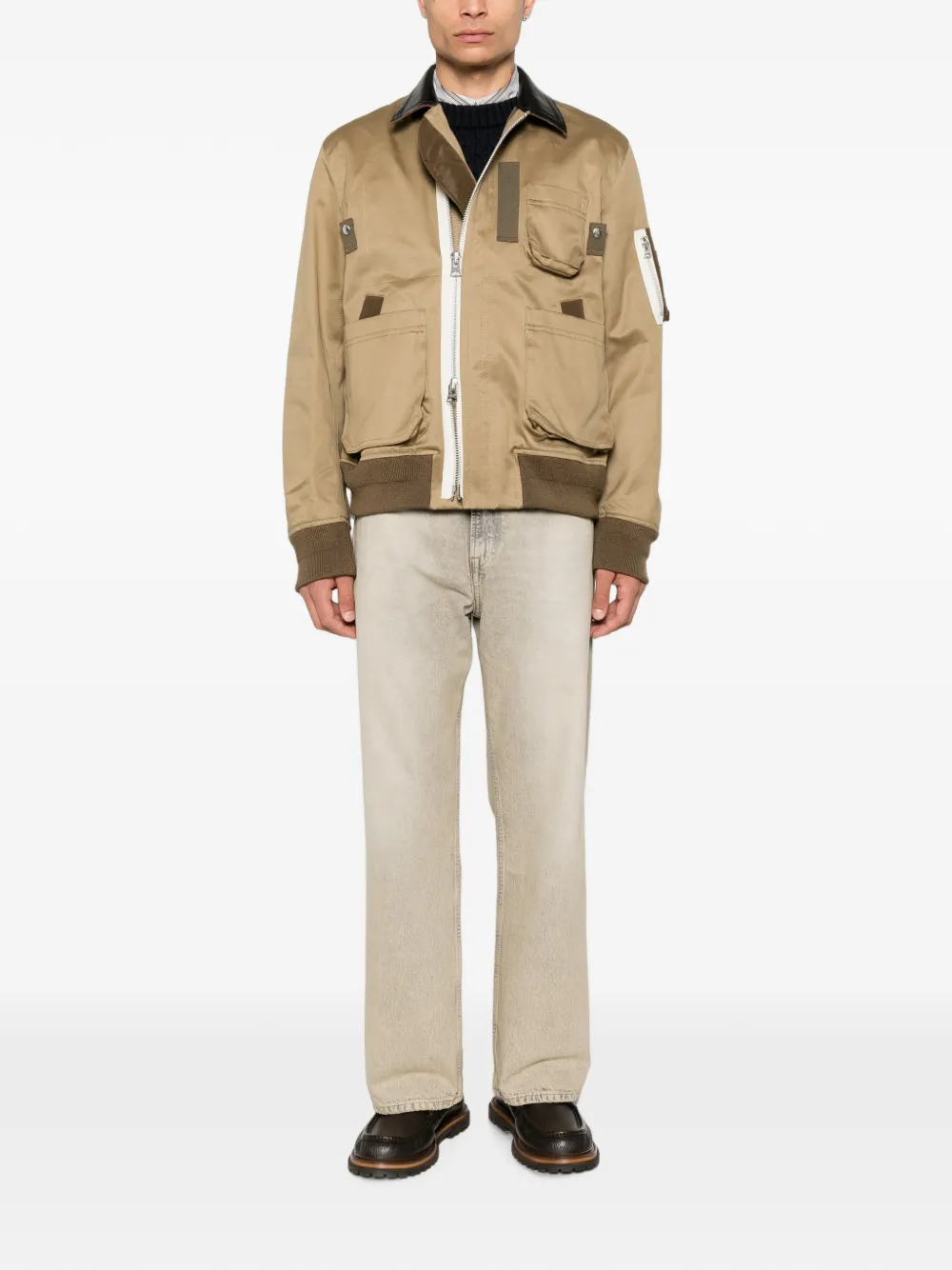 sacai Jack met leren kraag en rits Beige