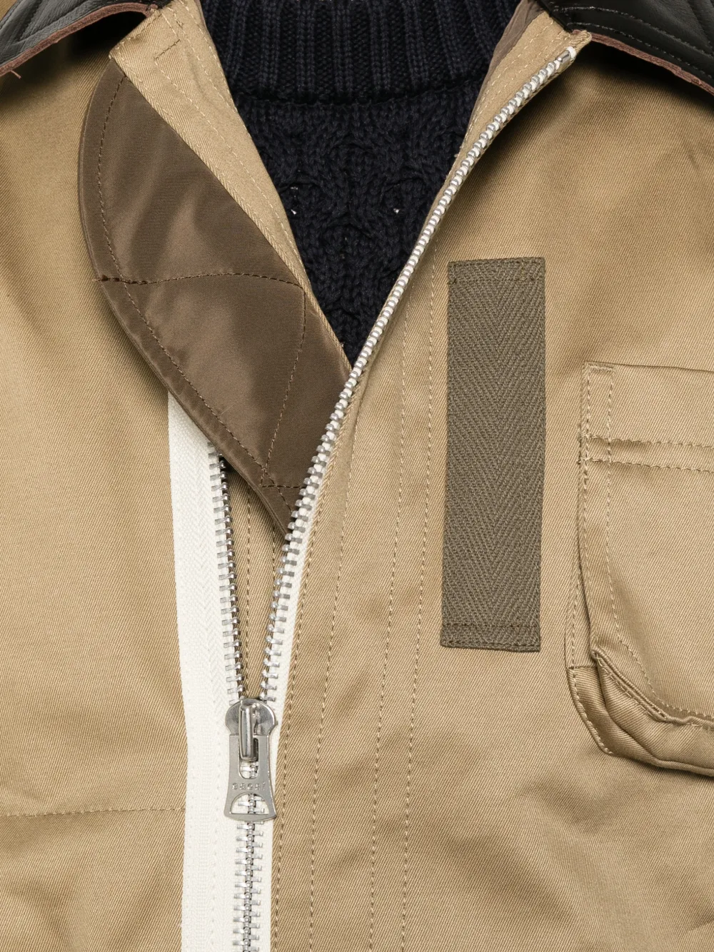 sacai Jack met leren kraag en rits Beige