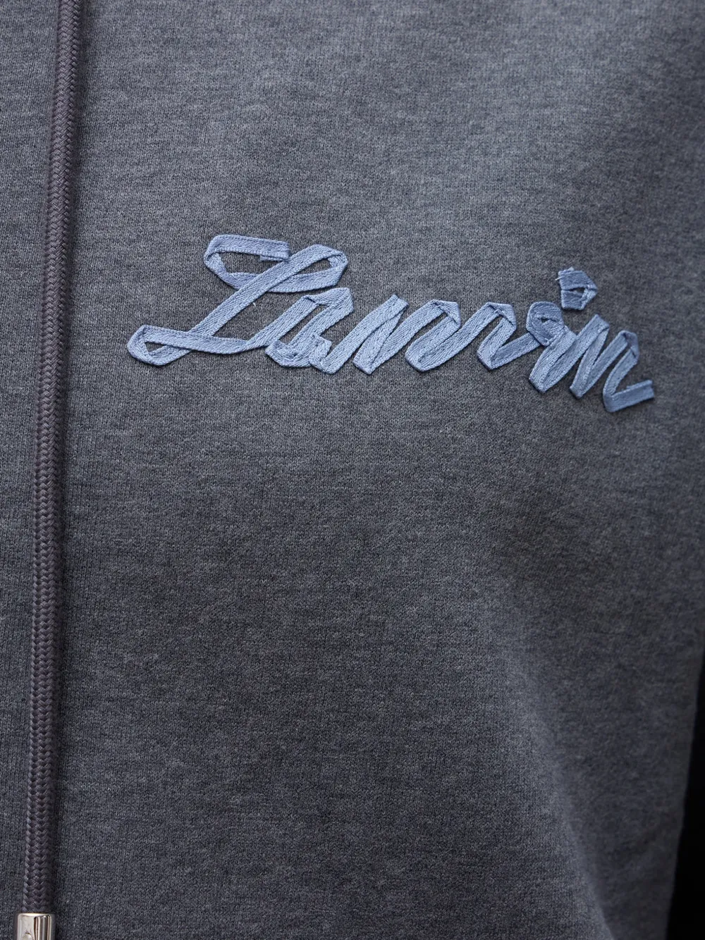 Lanvin ribbon zip-up hoodie in cotton and cashmere Grijs