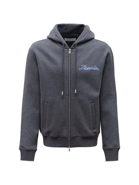 Lanvin ribbon zip-up hoodie in cotton and cashmere