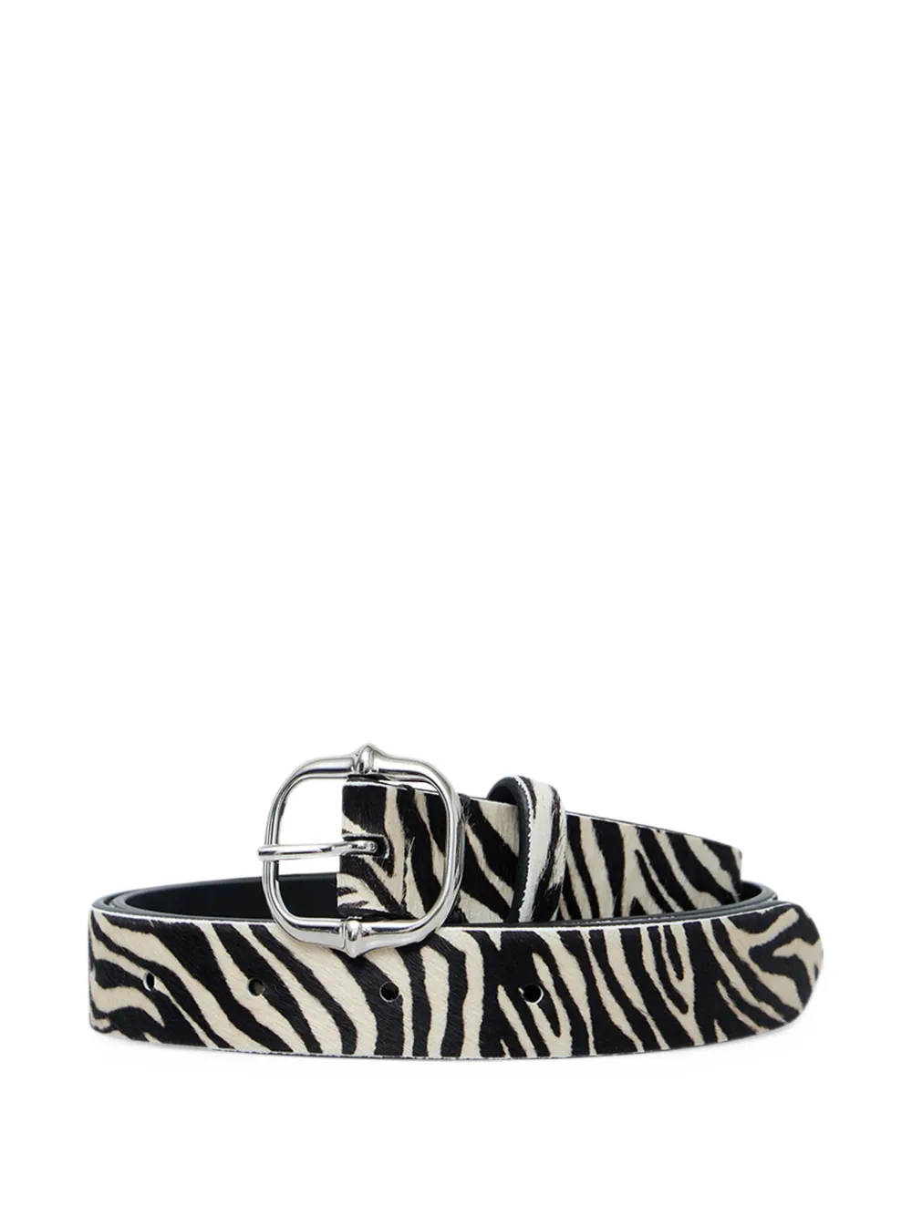MARANT ÉTOILE zebra-print pony-hair belt - Black