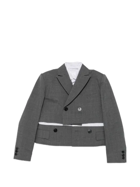 sacai double-breasted layered crop blazer