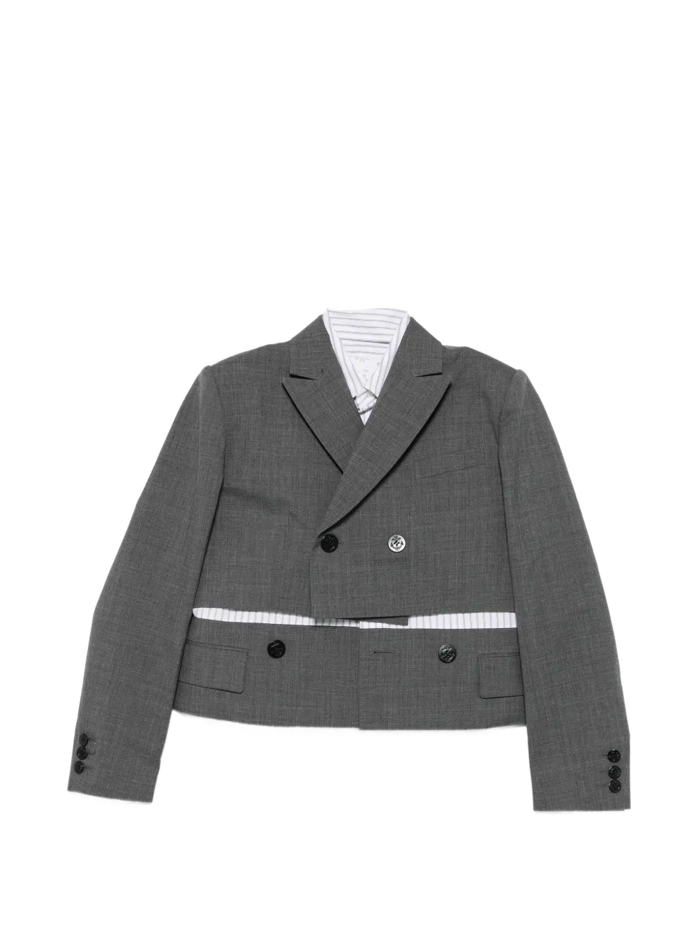 sacai double-breasted layered crop blazer - Grigio