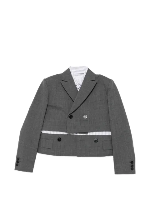 sacai double-breasted layered crop blazer