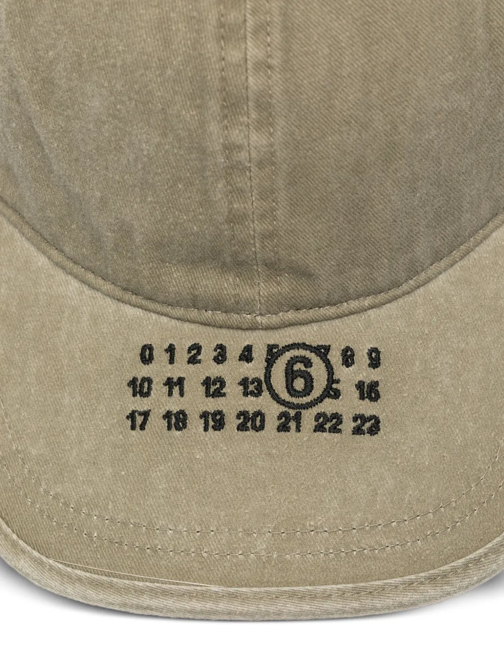 MM6 Maison Margiela Gerafelde honkbalpet met geborduurd logo Groen