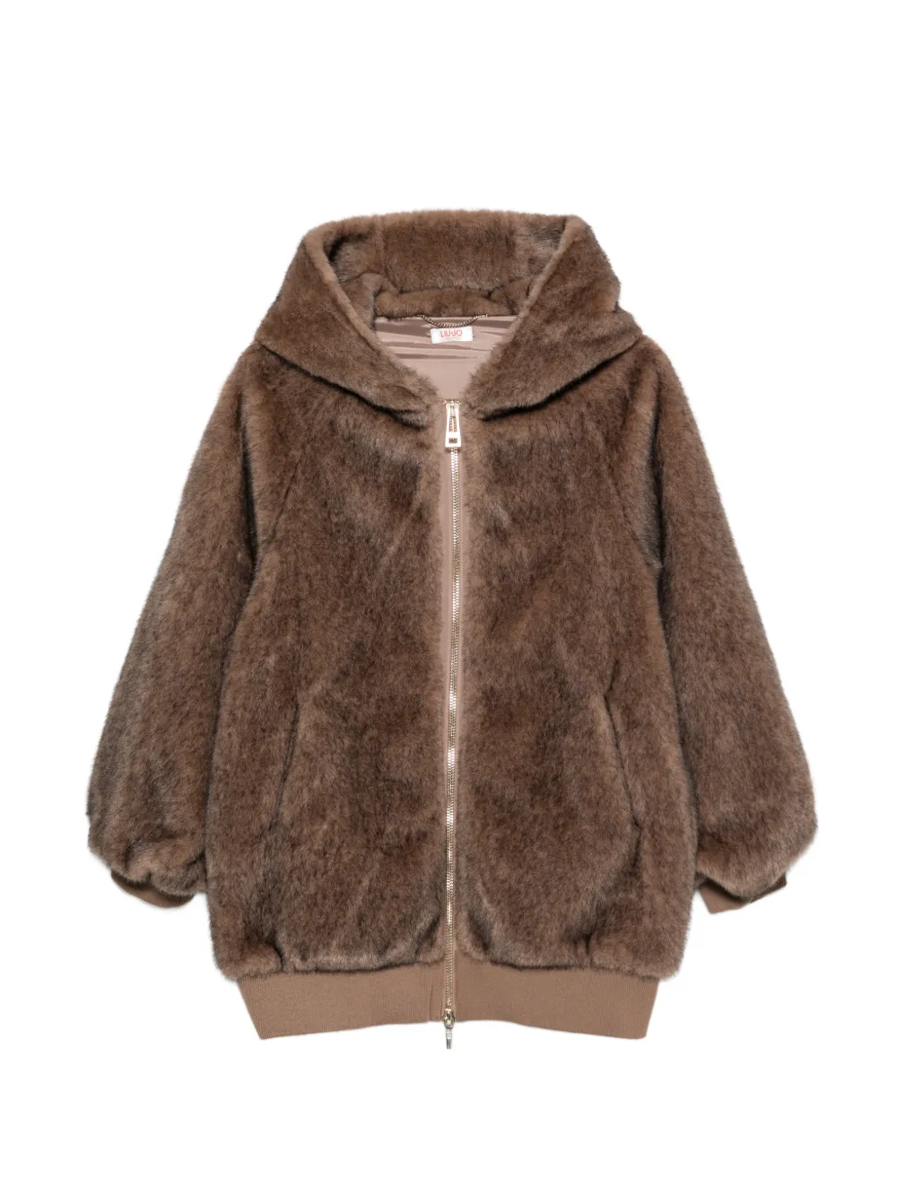 LIU JO faux-fur hooded jacket - Marrone