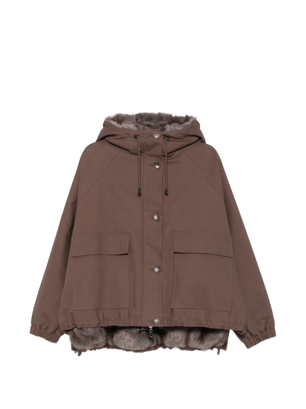 VALENTINI 1972 faux-fur-trim hooded coat