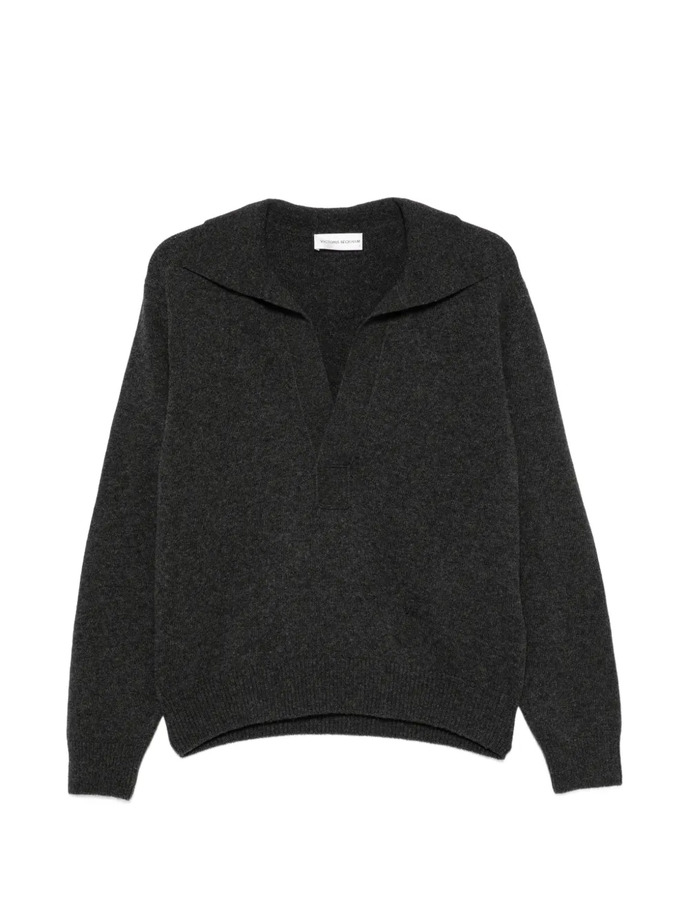 Victoria Beckham Spread-collar V-neck Sweater In Grey