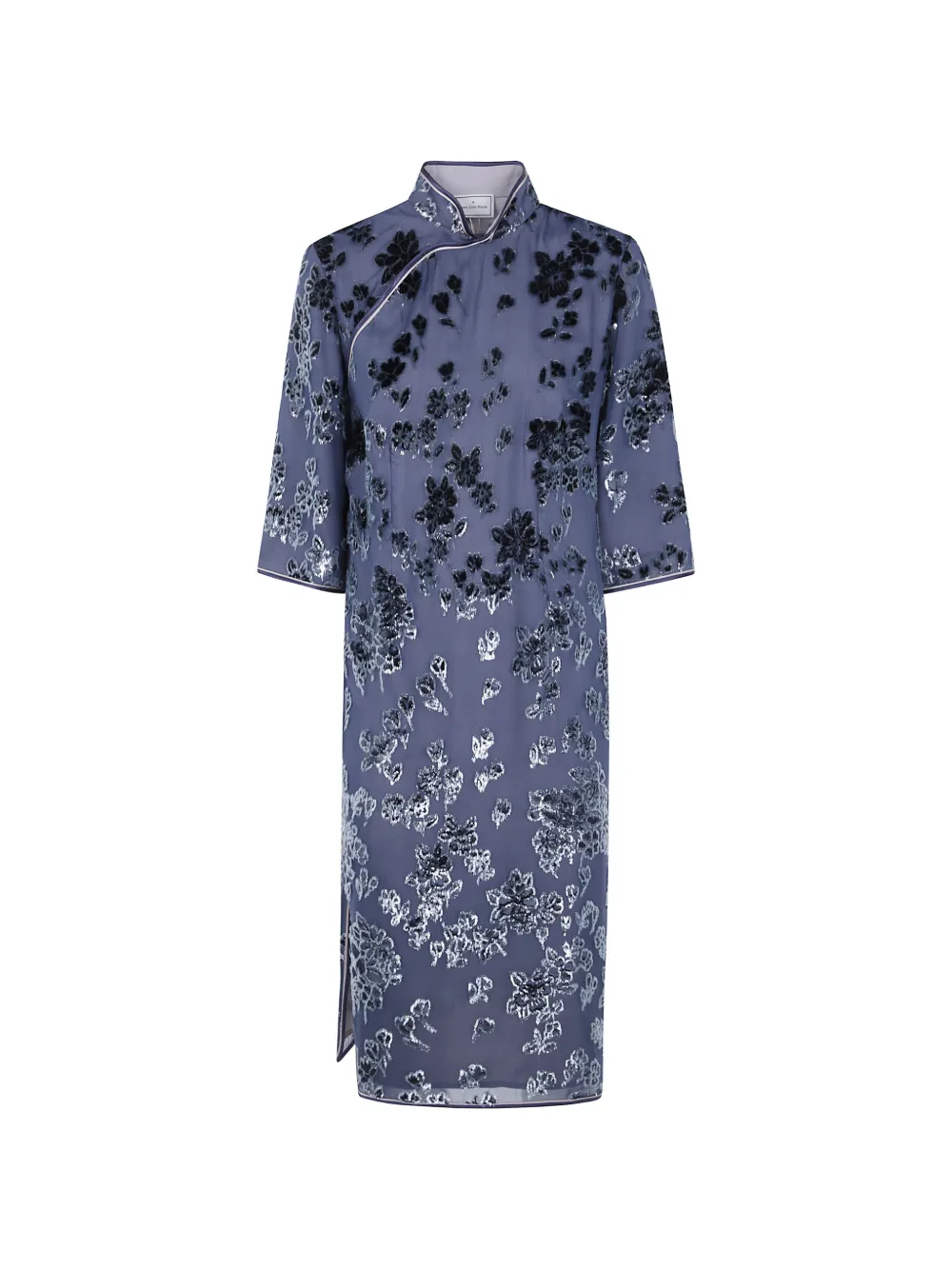 Pierre-Louis Mascia floral-devoré mandarin-collar midi dress
