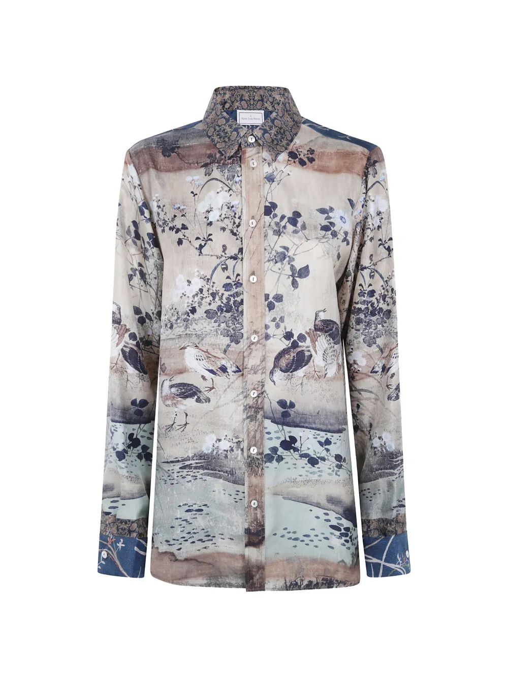 Pierre-Louis Mascia floral-print silk shirt - Neutrals
