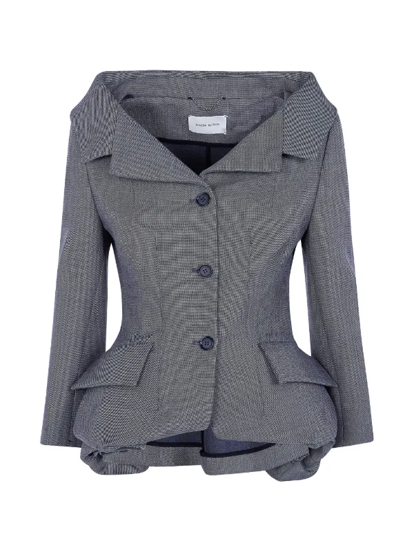 Magda Butrym Off-the-shoulder Peplum Blazer in Grey