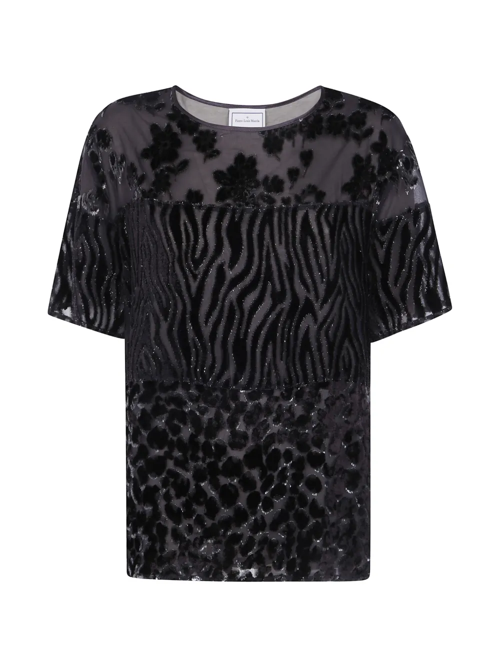 Pierre-Louis Mascia T-shirt met patchwork en devoré-effect Bruin