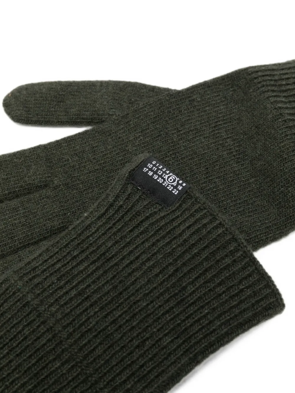 MM6 Maison Margiela Ribgebreide handschoenen van wolblend Groen
