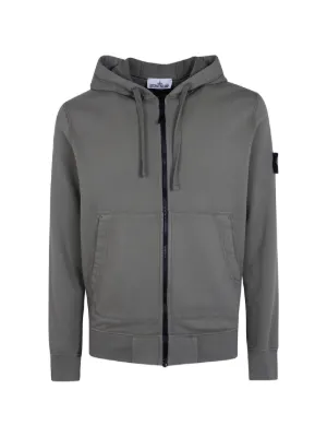Stone Island zip-up Hooded Waffle Sweatshirt | Green | FARFETCH