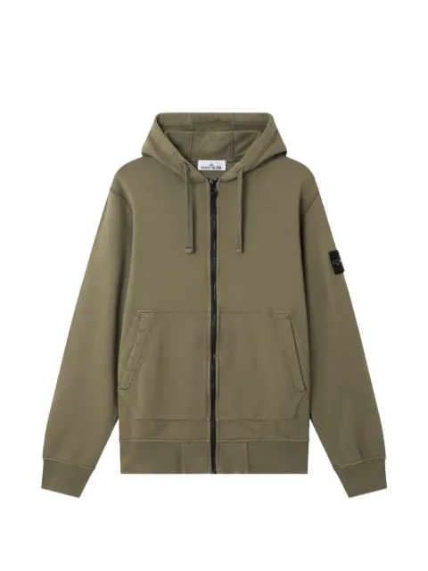 Stone Island 로고 패치 후드 집업