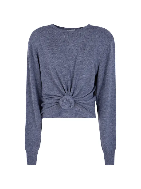 Magda Butrym Knot-detail Round-neck Sweater in Grey