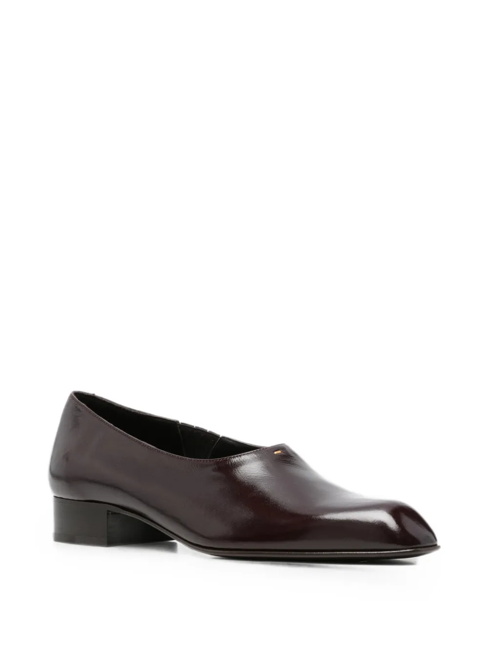 KHAITE leather square-toe loafers Rood