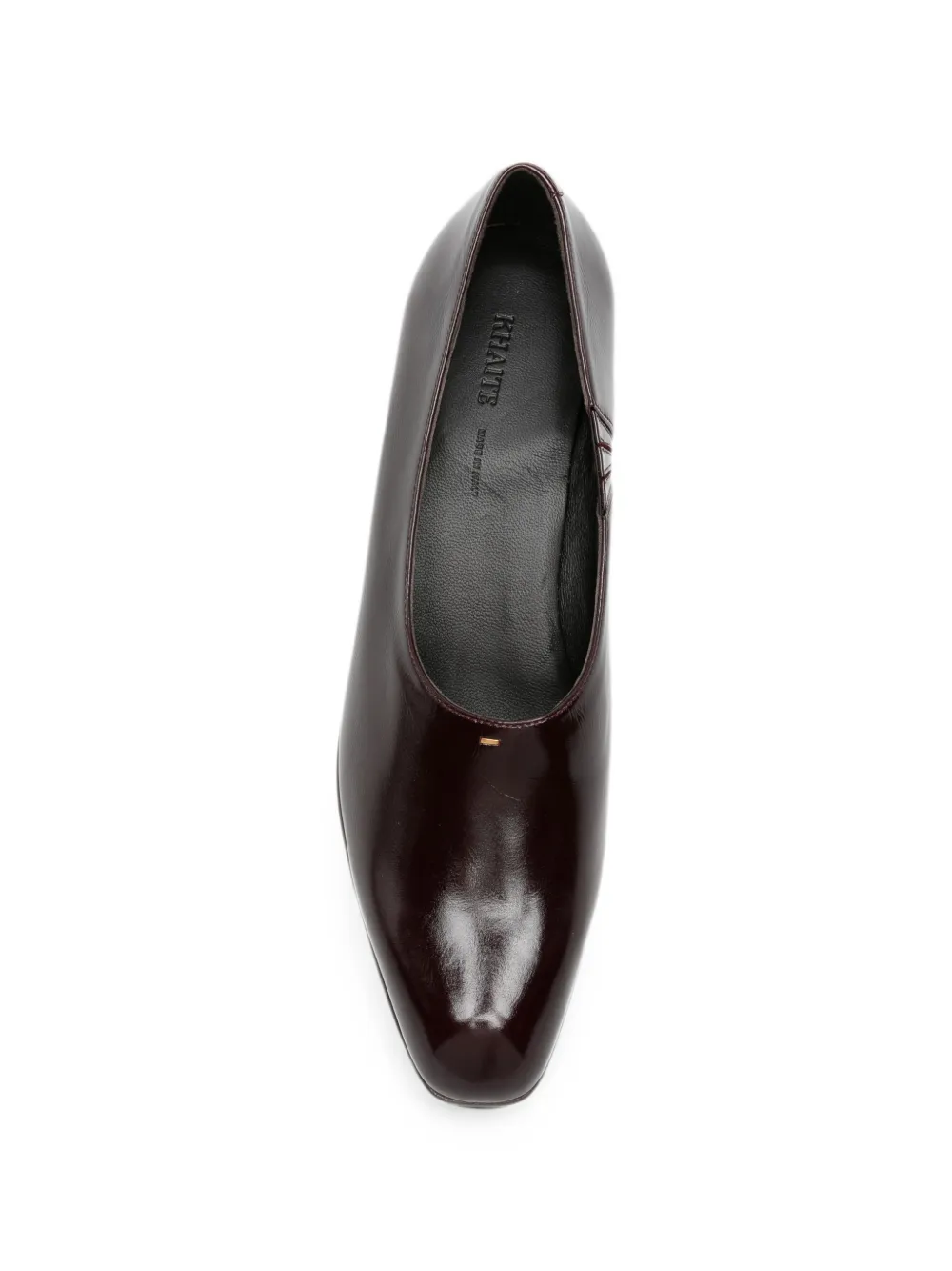KHAITE leather square-toe loafers Rood
