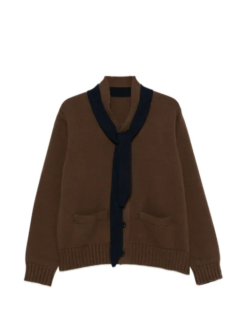sacai scarf-detail buttoned cardigan