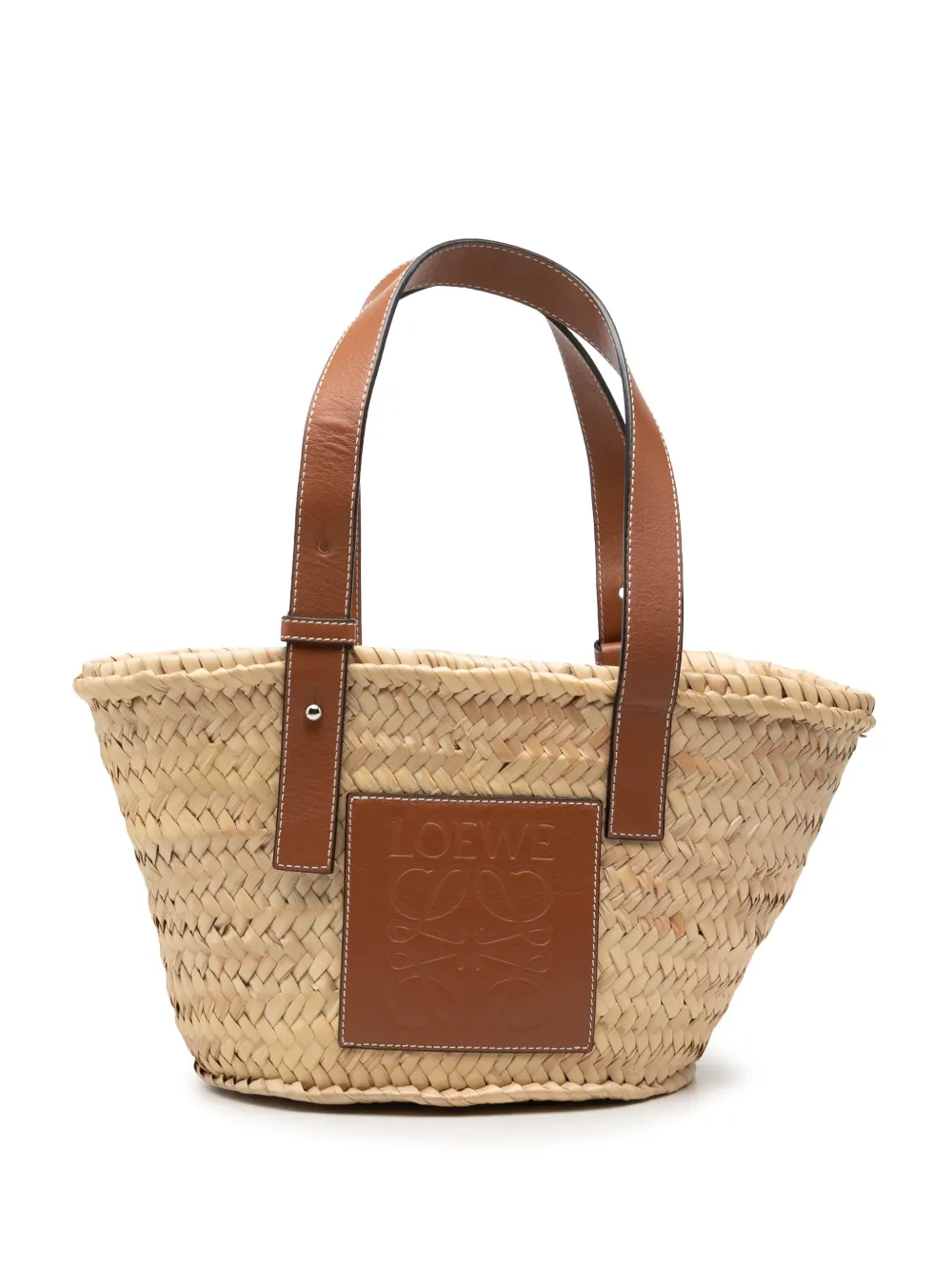 Loewe Pre-Owned 2019 Small Raffia Anagram Basket tote bag - Toni neutri