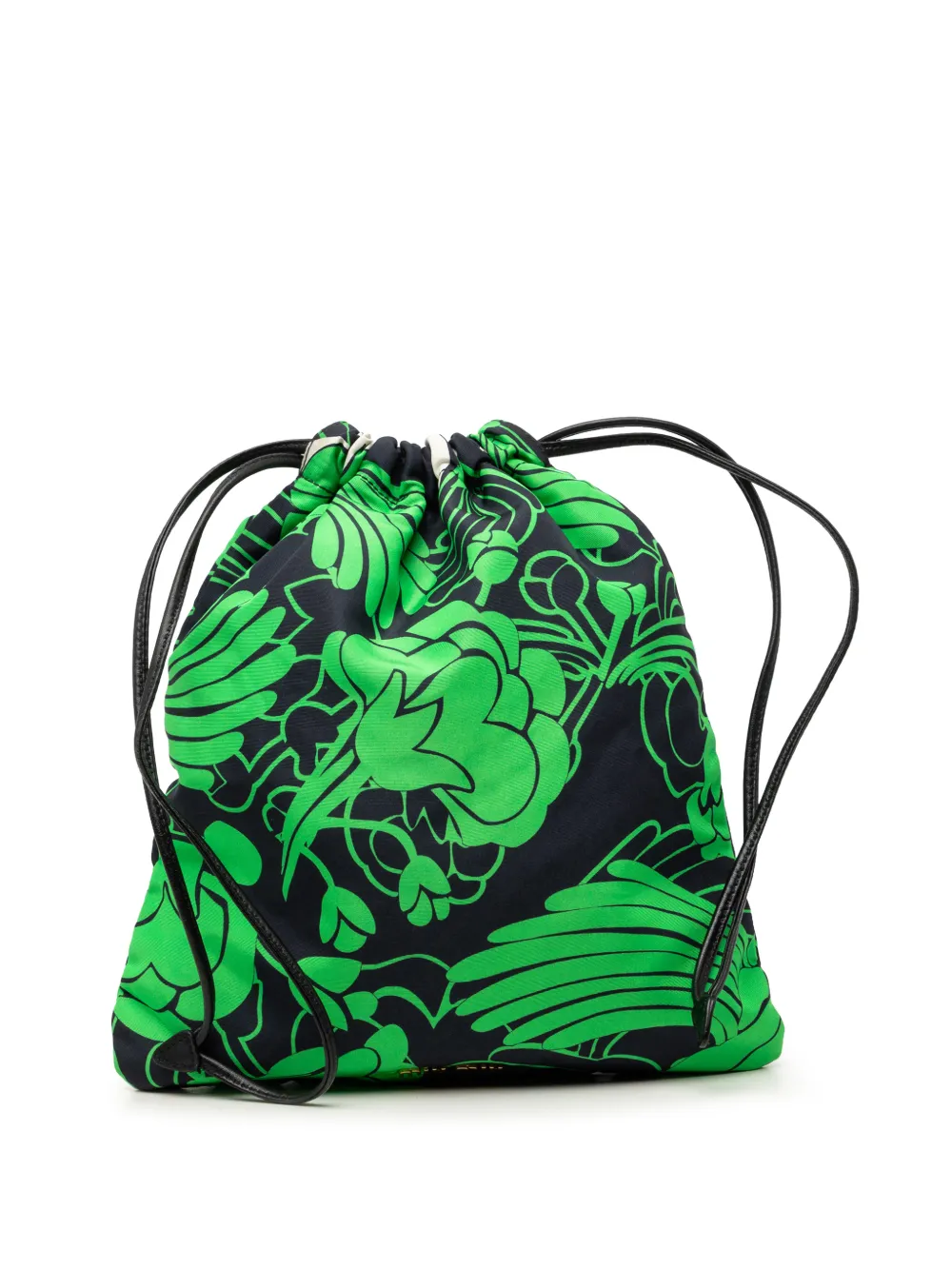 Miu Miu Pre-Owned 2010-2026 Canvas Floral Botanical Print Drawstring Pouch clutch bag – Black