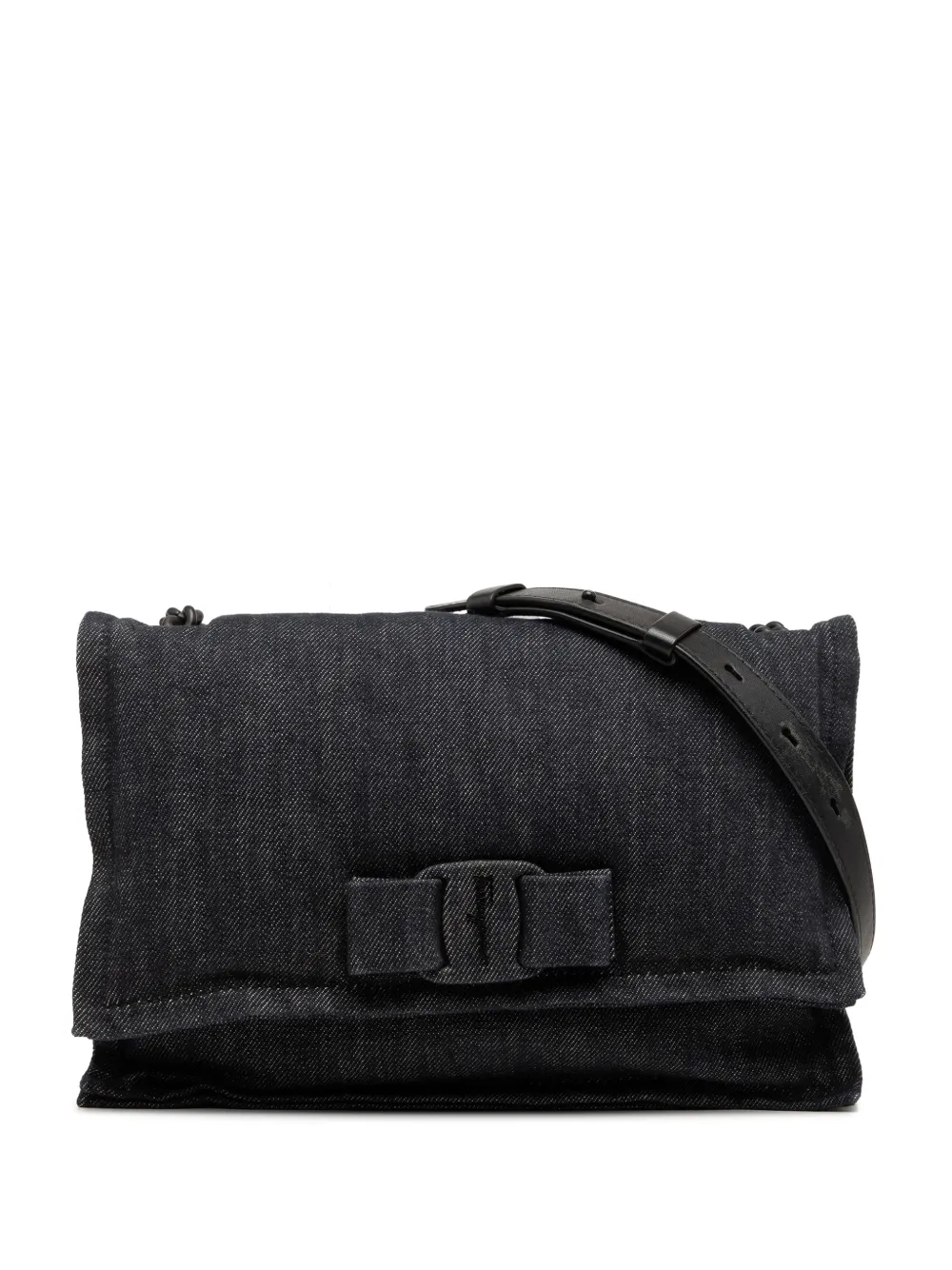 Ferragamo Pre-Owned Borsa a spalla Viva Bow piccola in denim 2000-2026 - Nero