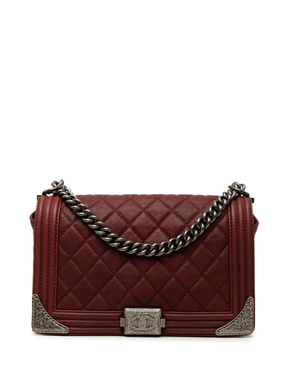 CHANEL Pre-Owned 2014 Paris Dallas Medium Quilted Calfskin Cowboy Boy Flap shoulder bag - Rosso