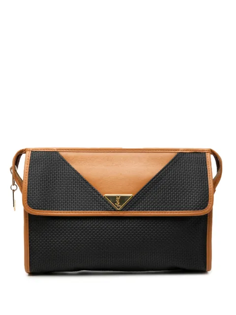 Saint Laurent Pre-Owned 2000-2010 Leather Trimmed Coated Canvas clutch bag