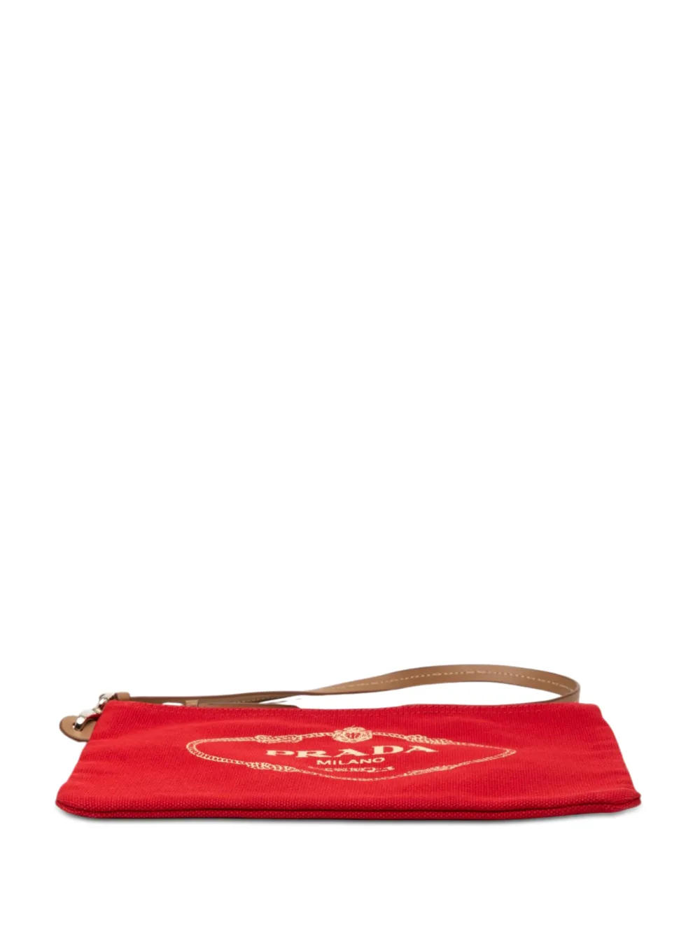 Prada Pre-owned 2013-2026 Canvas Canapa Logo Wristlet Pouch in Red, view 3