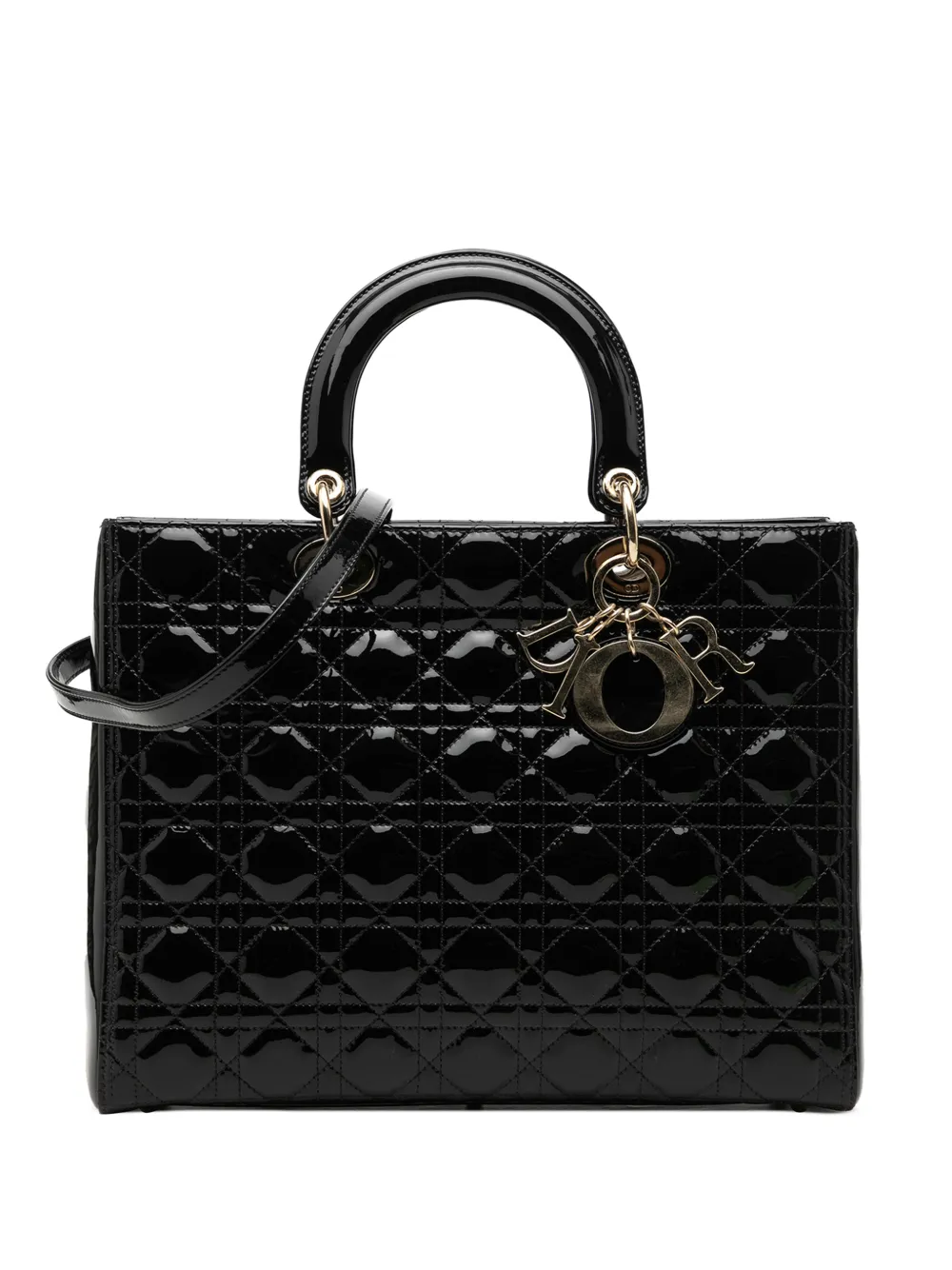 Christian Dior Pre-Owned 2010 Large Patent Cannage Lady Dior satchel - Schwarz