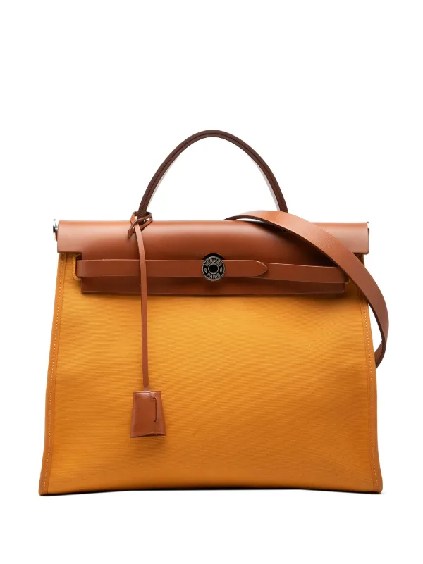 Hermès Pre-owned 2020 Toile Herbag Zip 31 Satchel in Orange