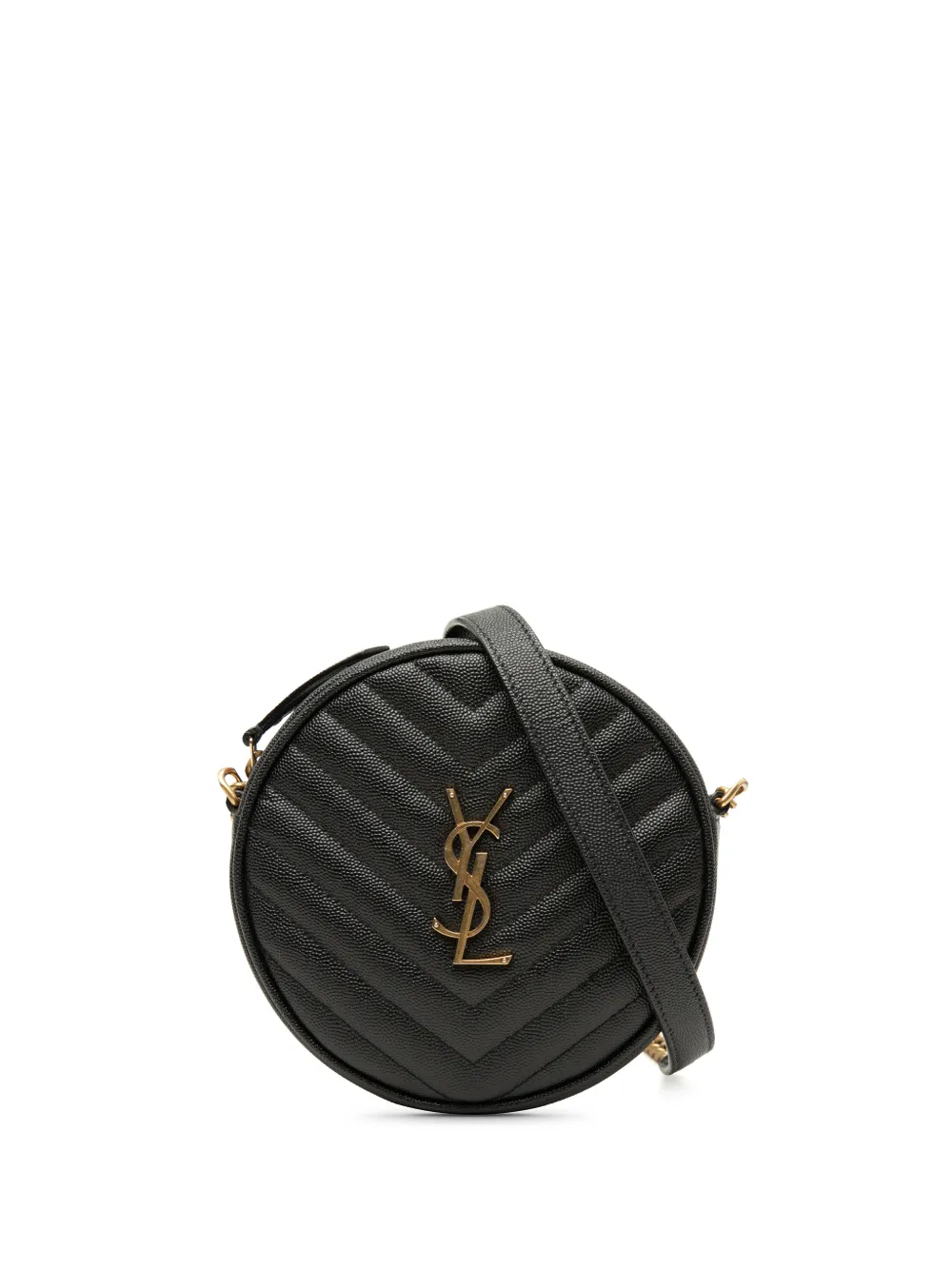Saint Laurent Pre-Owned 2020 Grain De Poudre Chevron Round Vinyle Camera Bag crossbody bag - Nero