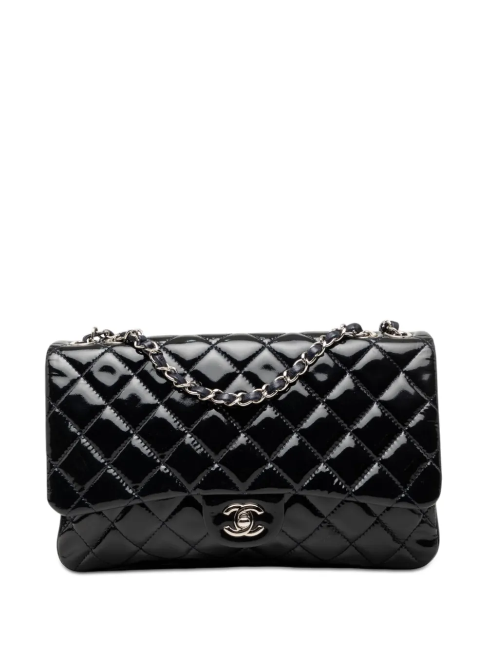 CHANEL Pre-Owned 2013-2014 Jumbo Patent 3 Accordion Flap shoulder bag - Blu
