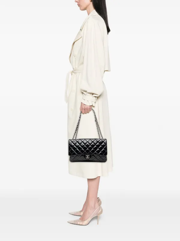CHANEL Pre-Owned 2013-2014 Jumbo Patent 3 Accordion Flap Shoulder