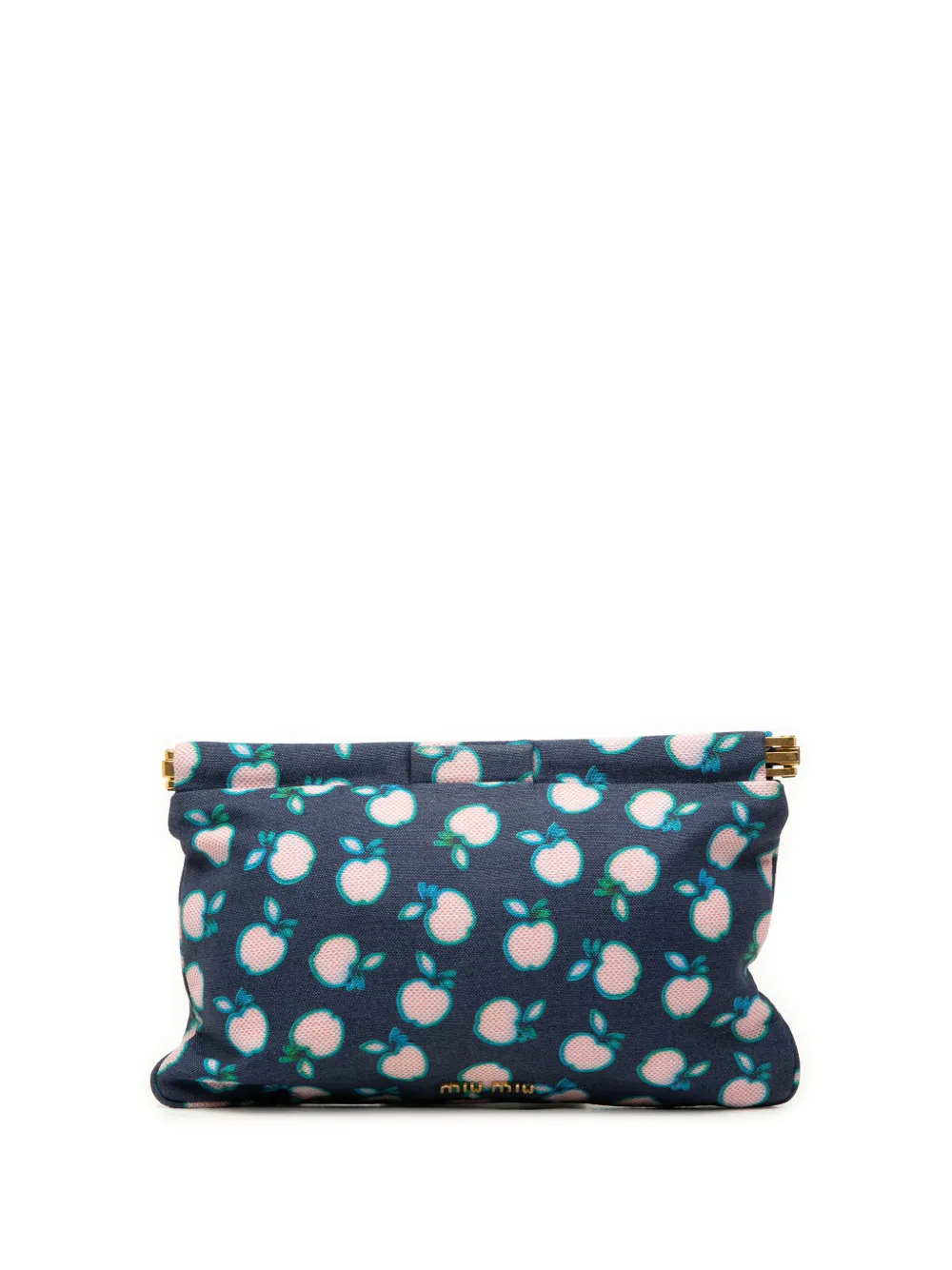 Miu Miu Pre-Owned 2010-2026 Canvas Apple Print Frame Flat Pouch clutch bag - Blu