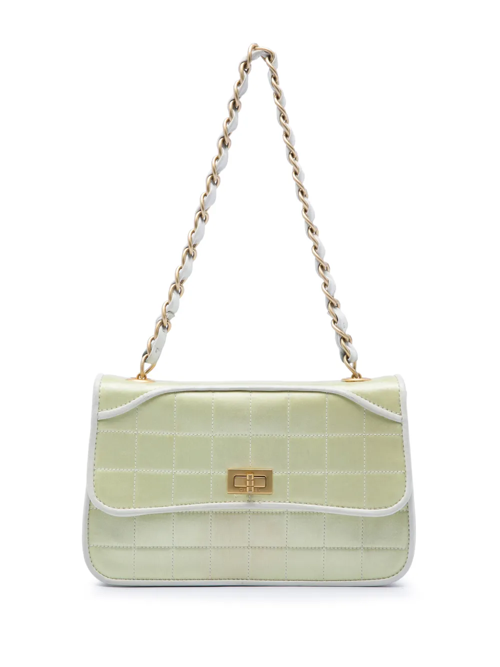 CHANEL Pre-Owned 2000-2002 Chocolate Bar Satin Reissue 2.55 Single Flap shoulder bag - Verde