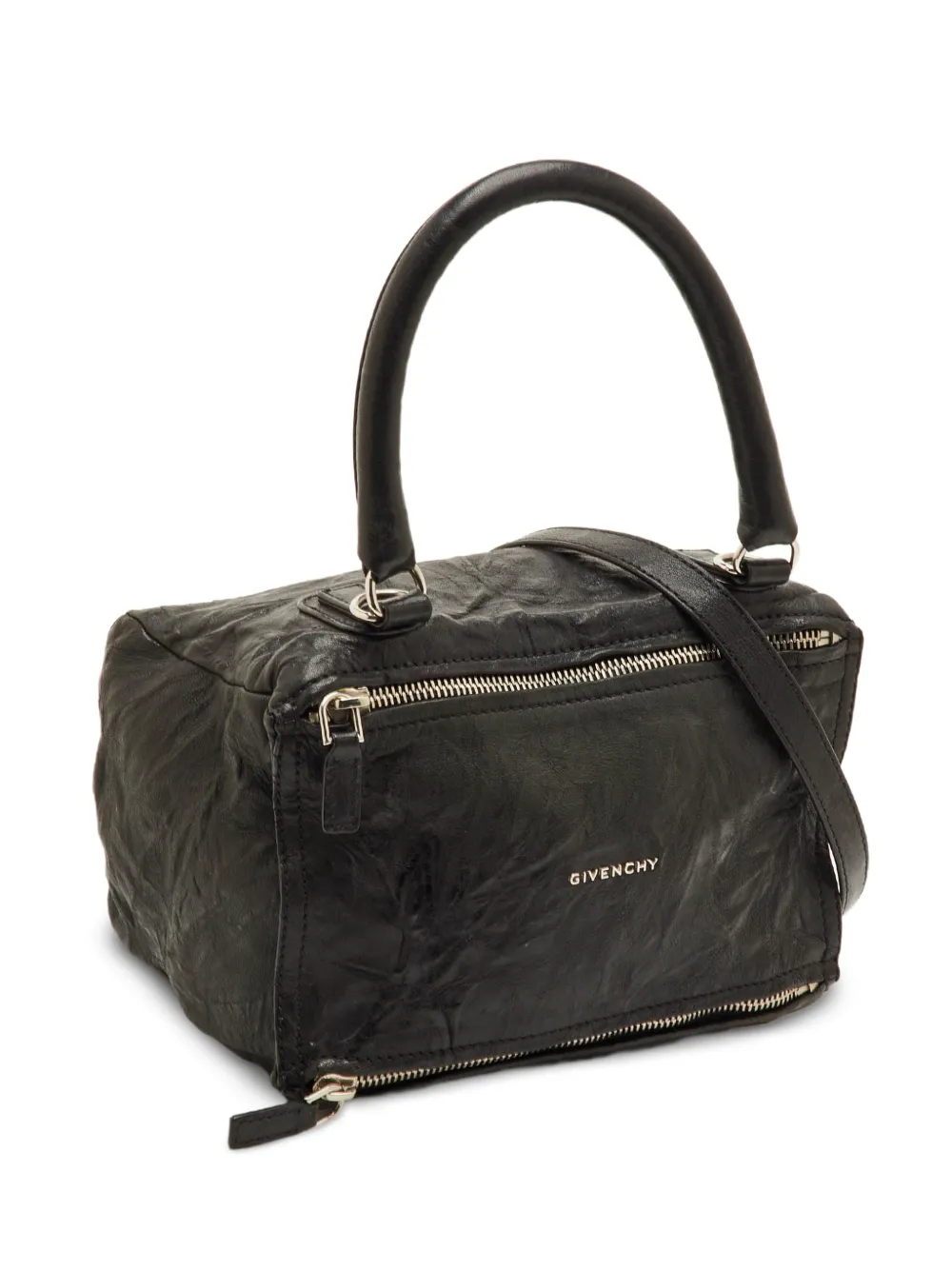 Pre-owned Givenchy Pandora Crinkled Shoulder Bag In Black
