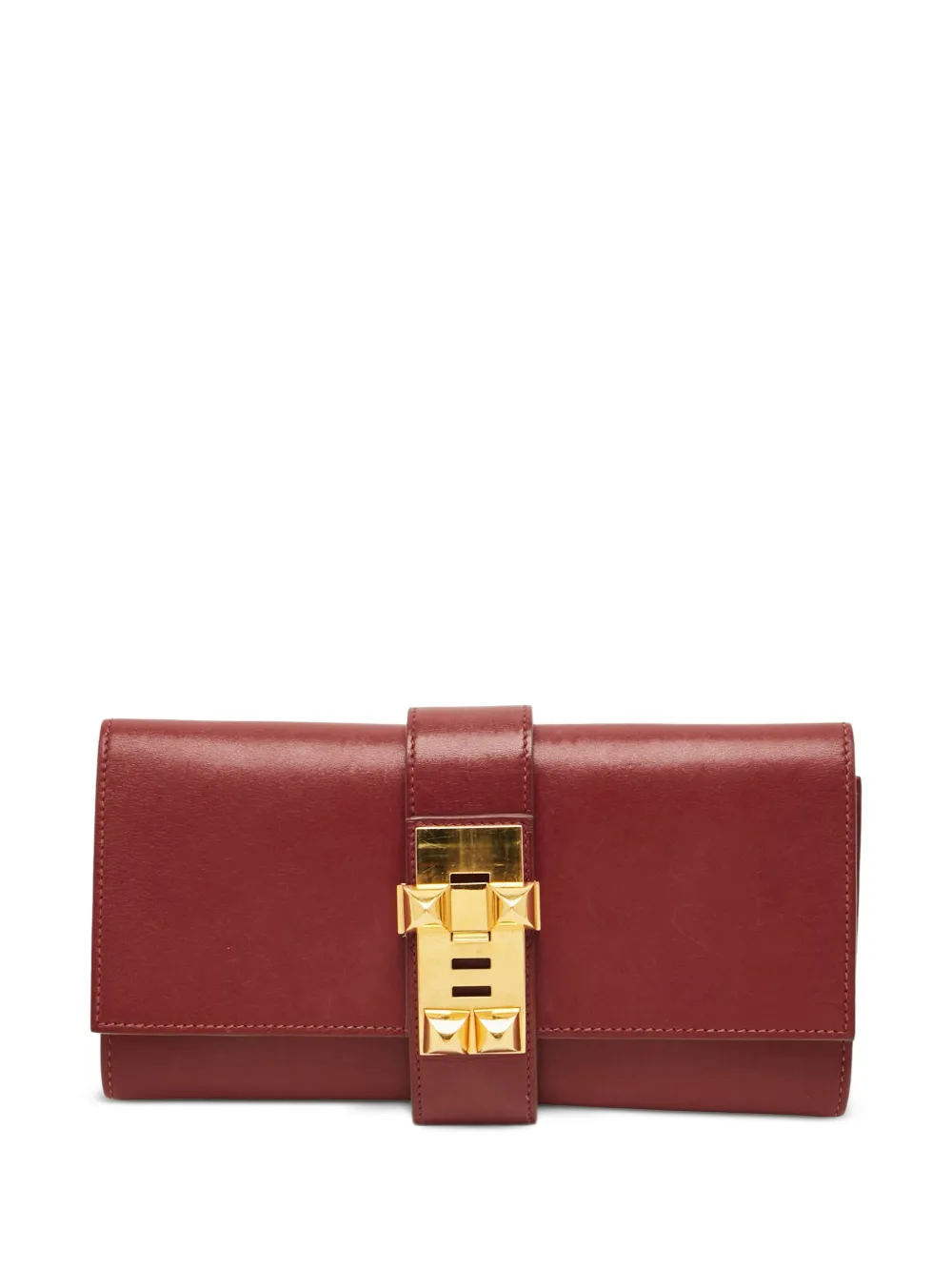 Hermes Médor Pyramid-stud Clutch Bag In Red