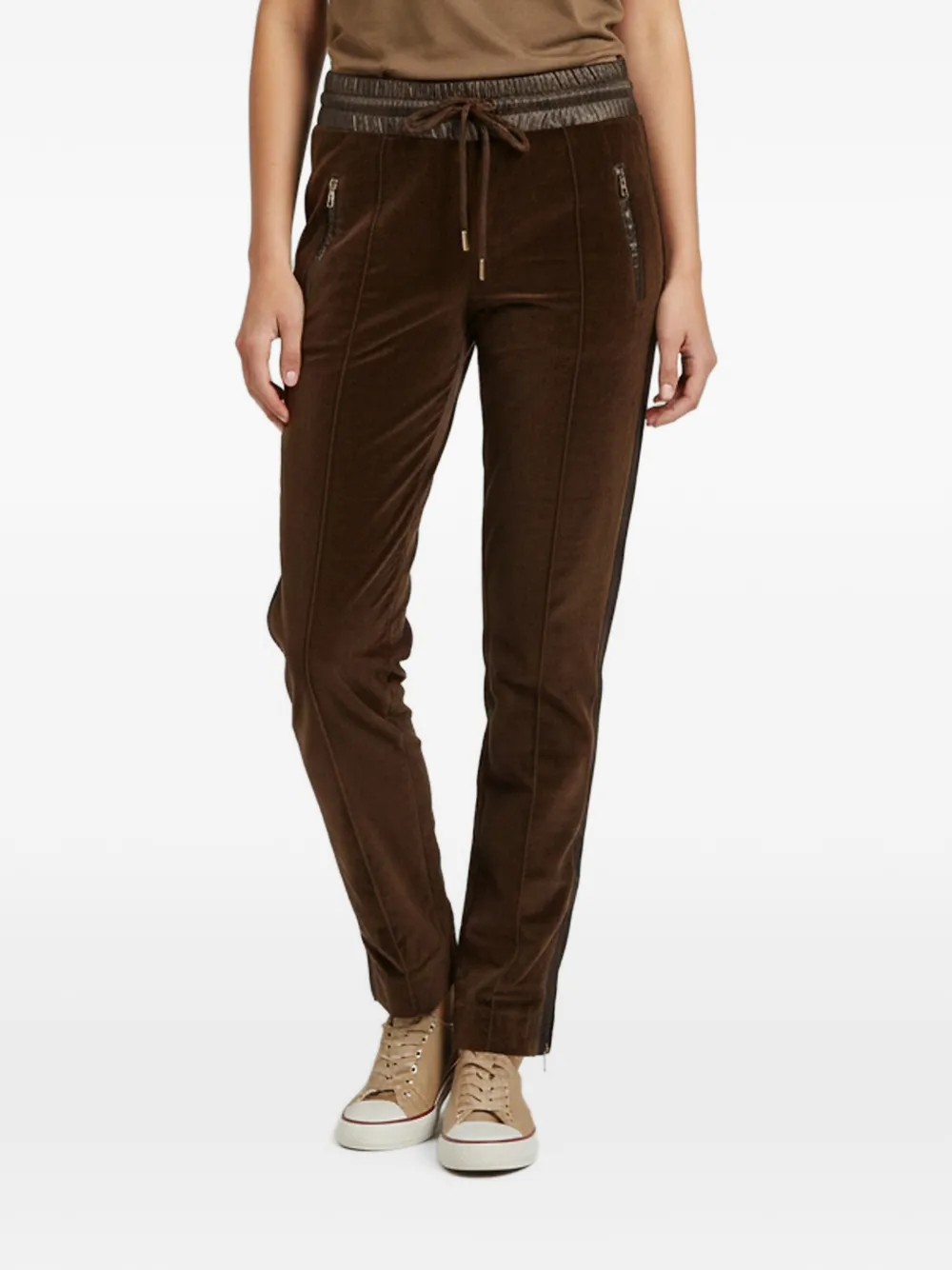 Pre-owned Dolce & Gabbana Velvet Satin-trim Trousers In Brown