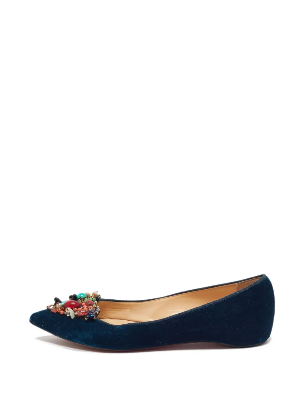 Christian Louboutin Pre-Owned Diva Cora velvet ballet flats - Blau